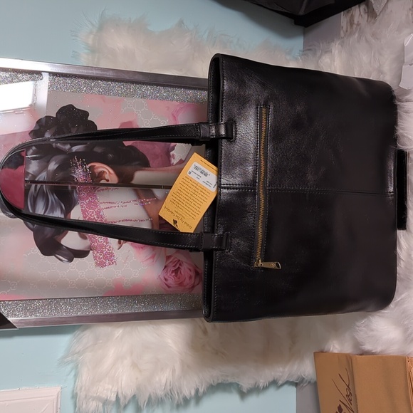 PATRICIA NASH NWT $269 Braden Black/British Tan Tote - Picture 2 of 5